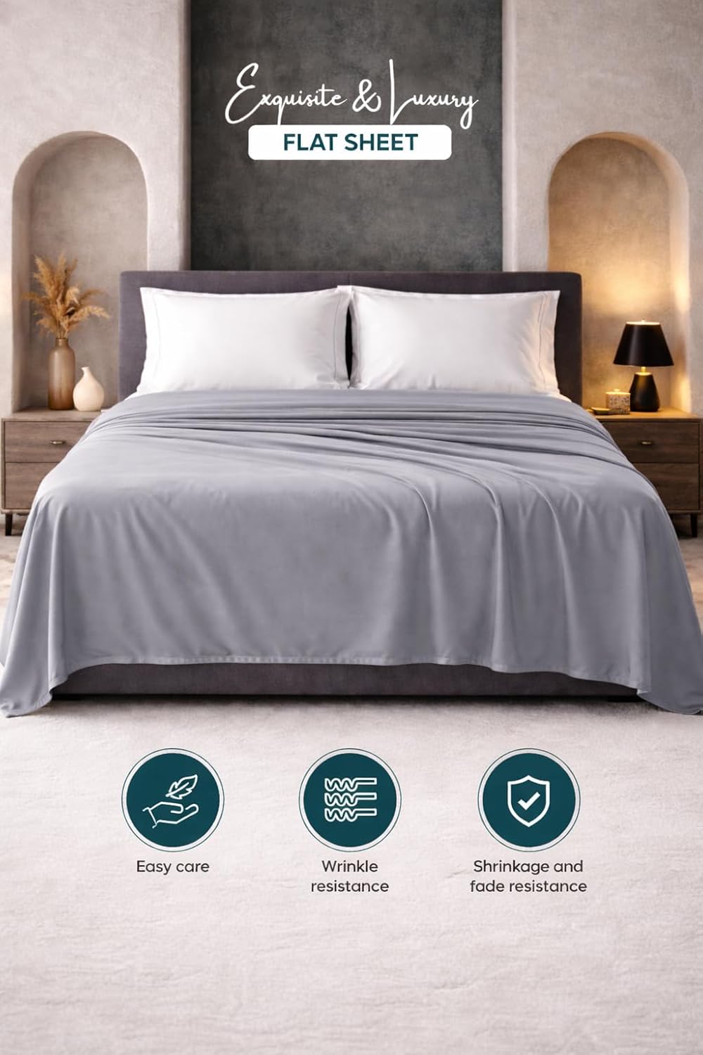 Microfibre Flat Sheet – Ultra Soft Breathable Easy Care Durable Bed Sheet | Night Zone