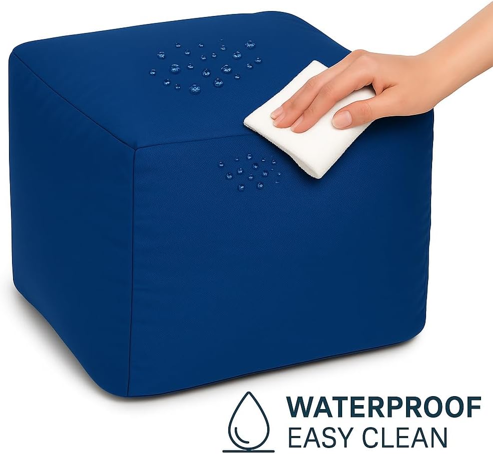 Waterproof Bean Bag Footstool Poufy Cube 40x40cm – Indoor & Outdoor Seating | Night Zone