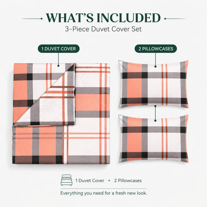 Remi Check Duvet Cover Set – Poly cotton Checked Quilt Cover with Pillowcases | Night Zone