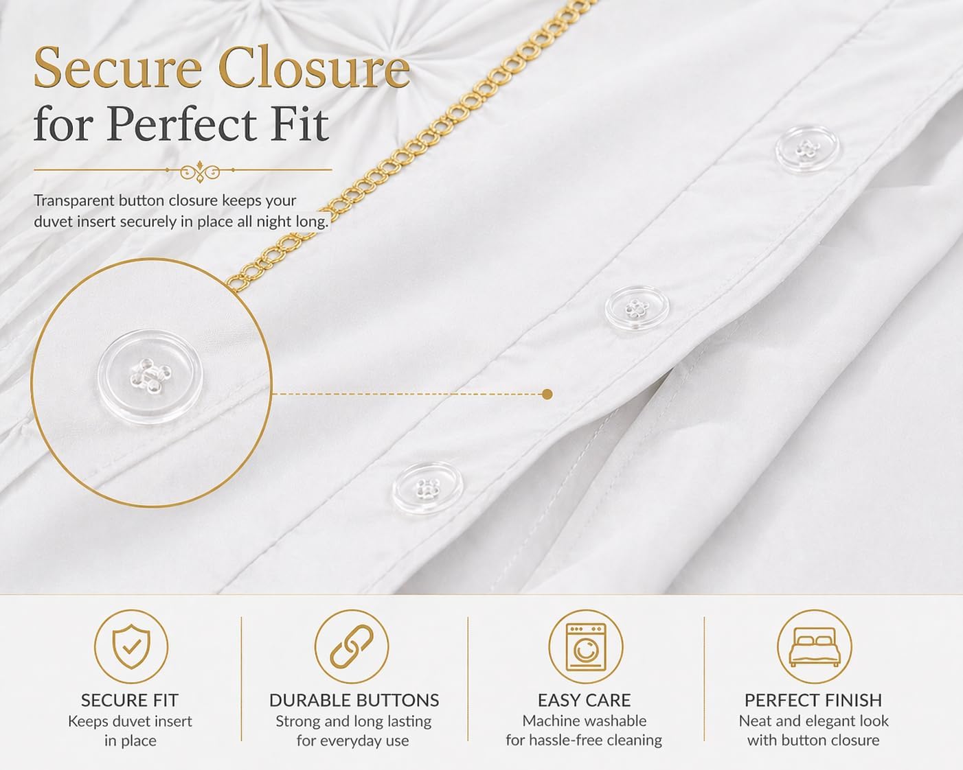 Eleanor Pintuck Polycotton Duvet Cover Set – Luxury Hotel Style Bedding | Night Zone