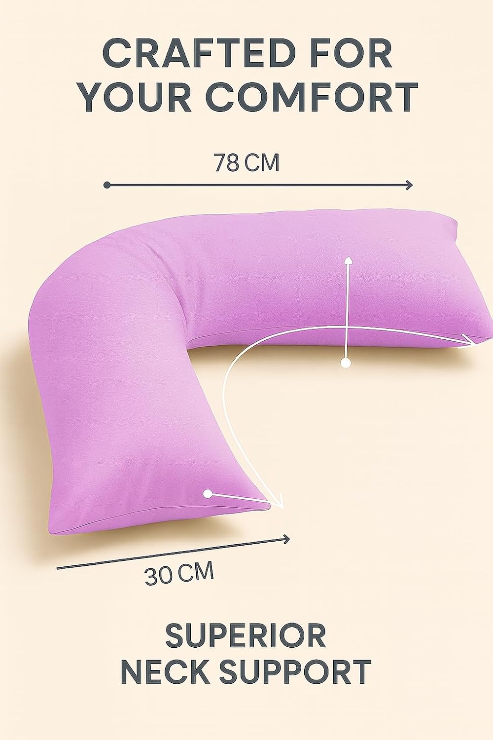 Easy Care Polycotton Orthopaedic V Shaped Pillow with Case or V Pillowcase Only | Night Zone