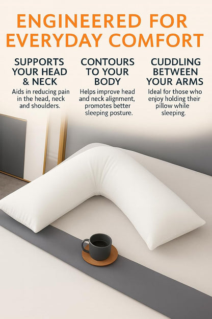 Easy Care Polycotton Orthopaedic V Shaped Pillow with Case or V Pillowcase Only | Night Zone