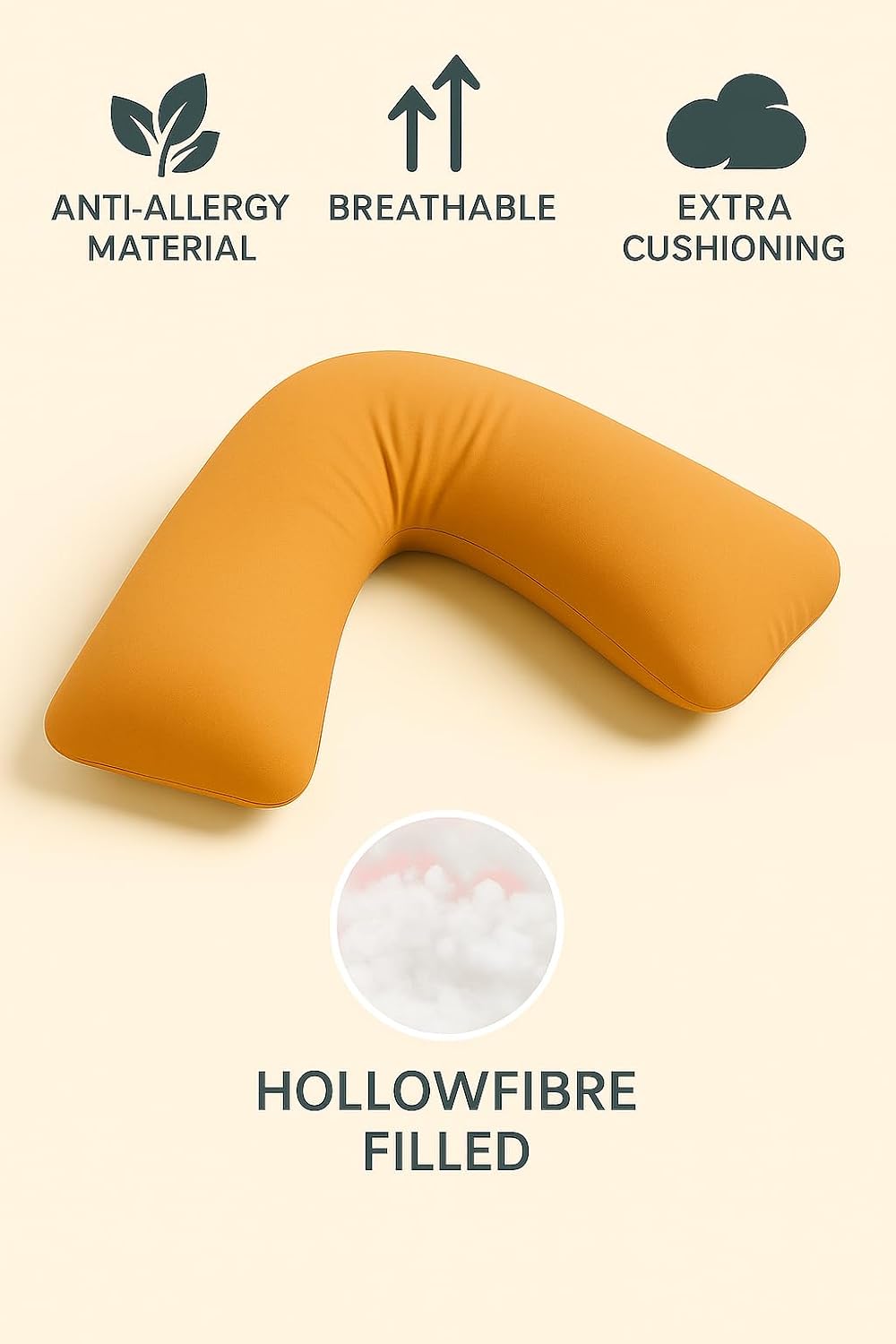 Easy Care Polycotton Orthopaedic V Shaped Pillow with Case or V Pillowcase Only | Night Zone