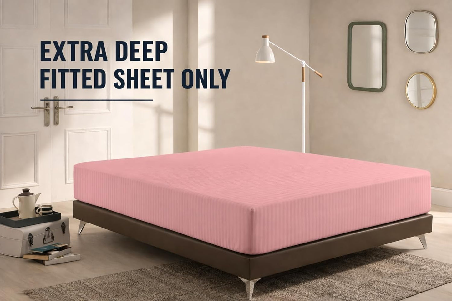 Microfiber Embossed Stripe Extra Deep Fitted Sheet 40cm – Brushed Soft Fitted Bed Sheet | Night Zone