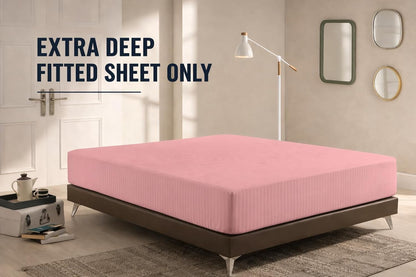 Microfiber Embossed Stripe Extra Deep Fitted Sheet 40cm – Brushed Soft Fitted Bed Sheet | Night Zone