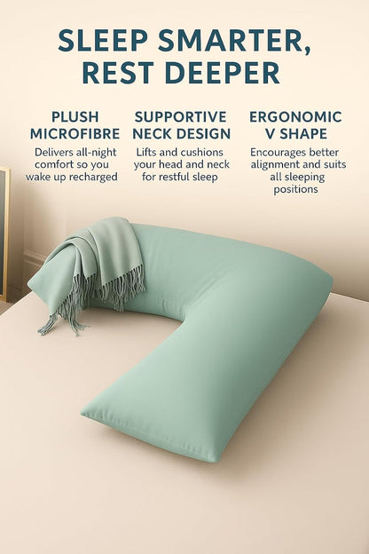 Easy Care Polycotton Orthopaedic V Shaped Pillow with Case or V Pillowcase Only | Night Zone