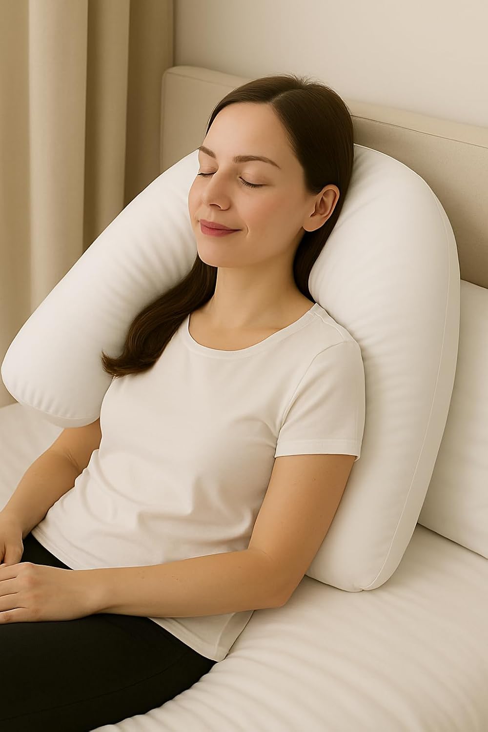 Easy Care Polycotton Orthopaedic V Shaped Pillow with Case or V Pillowcase Only | Night Zone