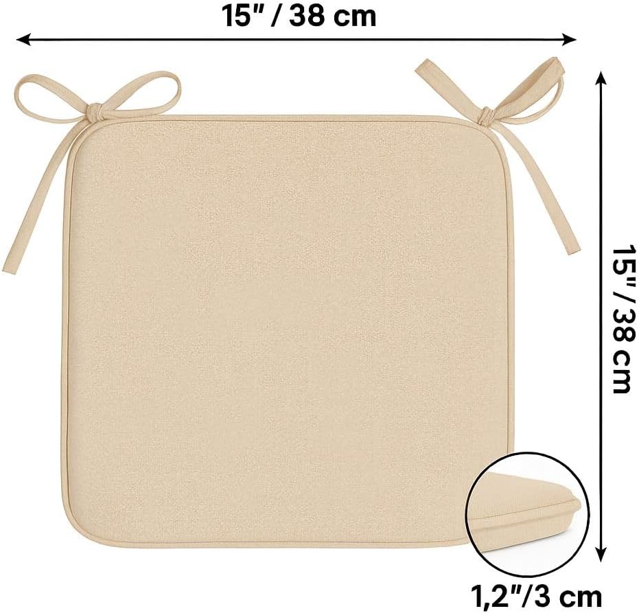 Multicolour Square Chair Seat Pads 38x38cm – 3cm Thick Cushions with Ties | Night Zone