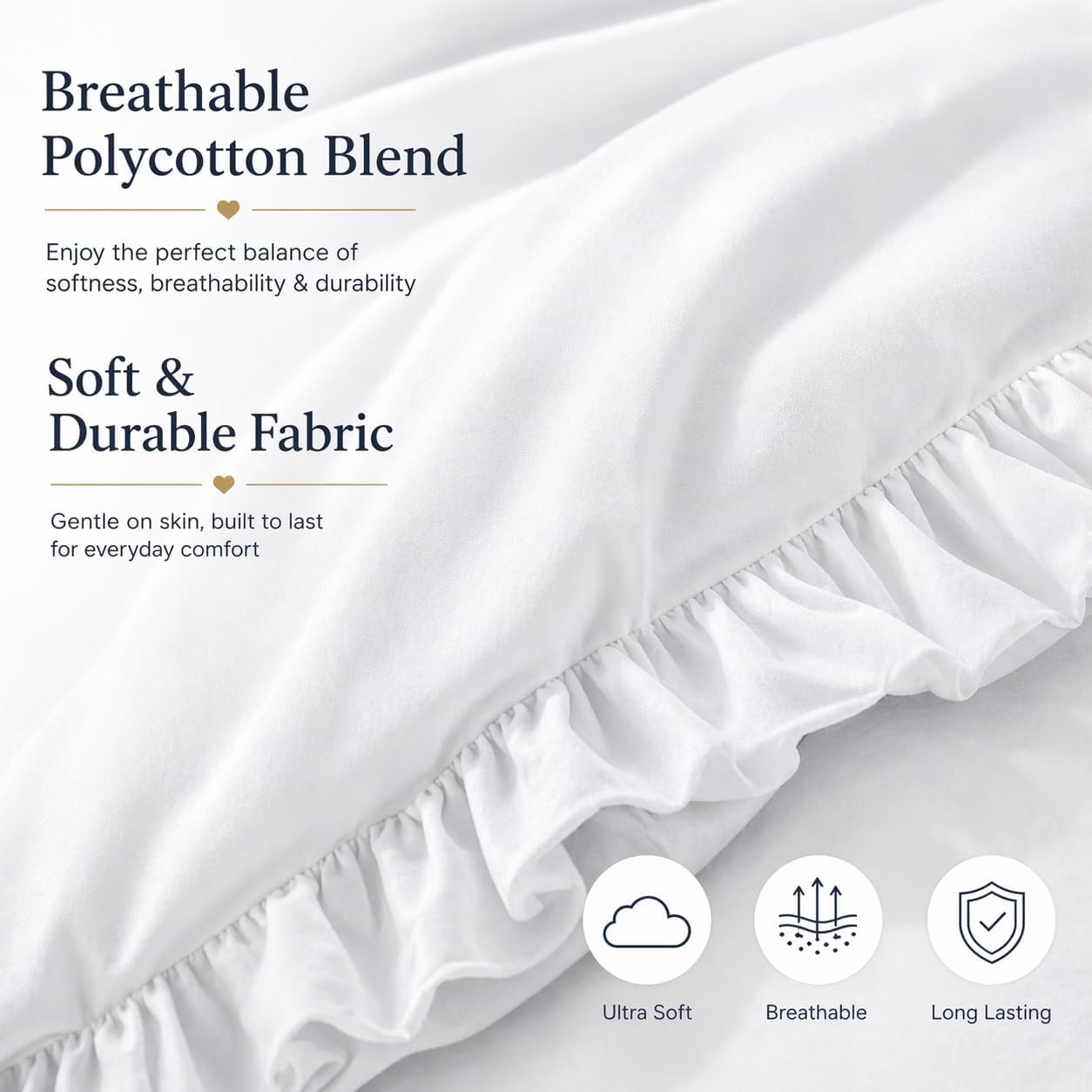 Santiago Frilled Polycotton Duvet Cover Set – Luxury Easy Care Bedding | Night Zone