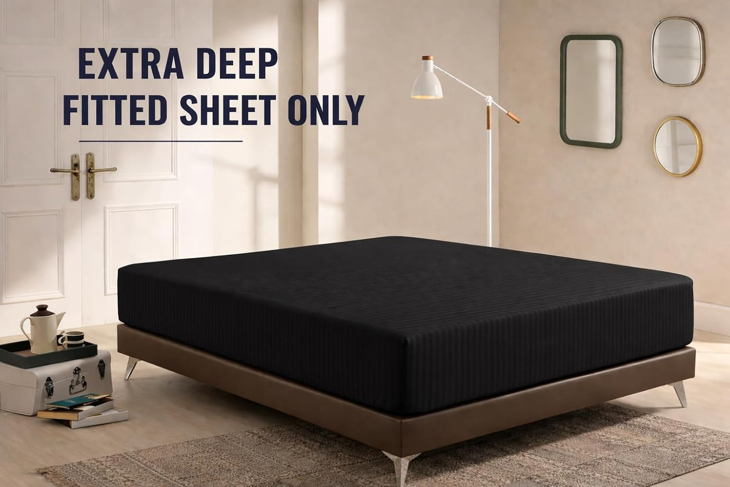 Microfiber Embossed Stripe Extra Deep Fitted Sheet 40cm – Brushed Soft Fitted Bed Sheet | Night Zone