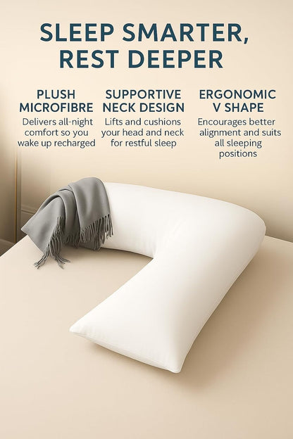 Easy Care Polycotton Orthopaedic V Shaped Pillow with Case or V Pillowcase Only | Night Zone