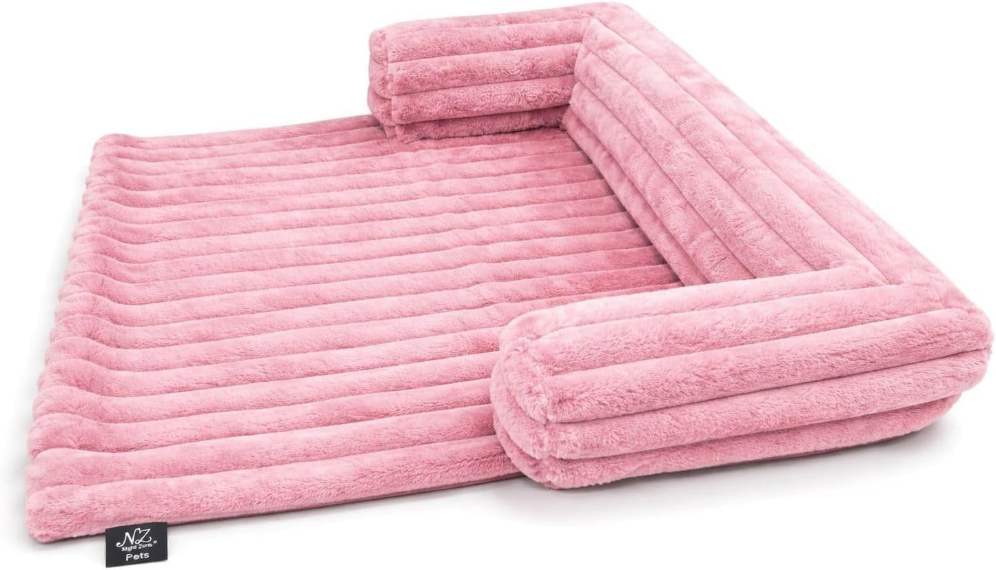 Waterproof Ribbed Plush Pet Bed – Cord Sofa Dog & Cat Bed with Raised Sides | Night Zone