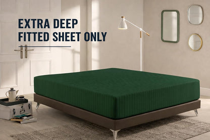 Microfiber Embossed Stripe Extra Deep Fitted Sheet 40cm – Brushed Soft Fitted Bed Sheet | Night Zone