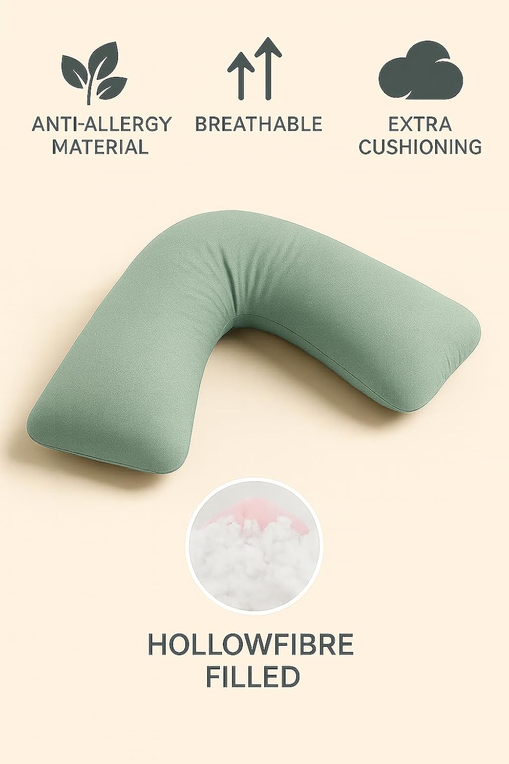 Easy Care Polycotton Orthopaedic V Shaped Pillow with Case or V Pillowcase Only | Night Zone