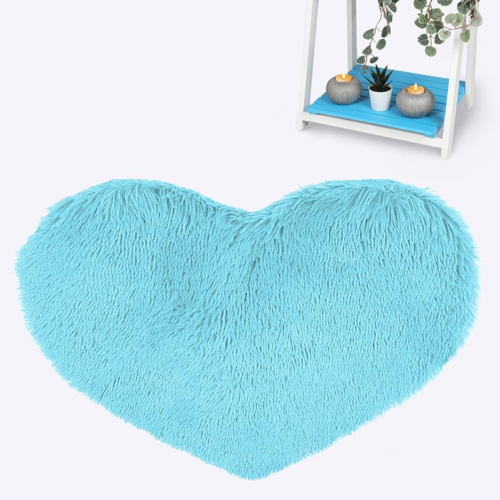 Heart Faux Fur Rug 65x65cm – Soft Fluffy Non-Slip Bedroom Rugs| Night Zone