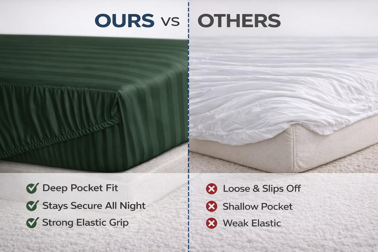 Microfiber Embossed Stripe Extra Deep Fitted Sheet 40cm – Brushed Soft Fitted Bed Sheet | Night Zone