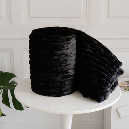 Chunky Ribbed Faux Fur Velvet Throw Blanket – Soft Touch Sofa & Bed Throw | Night Zone