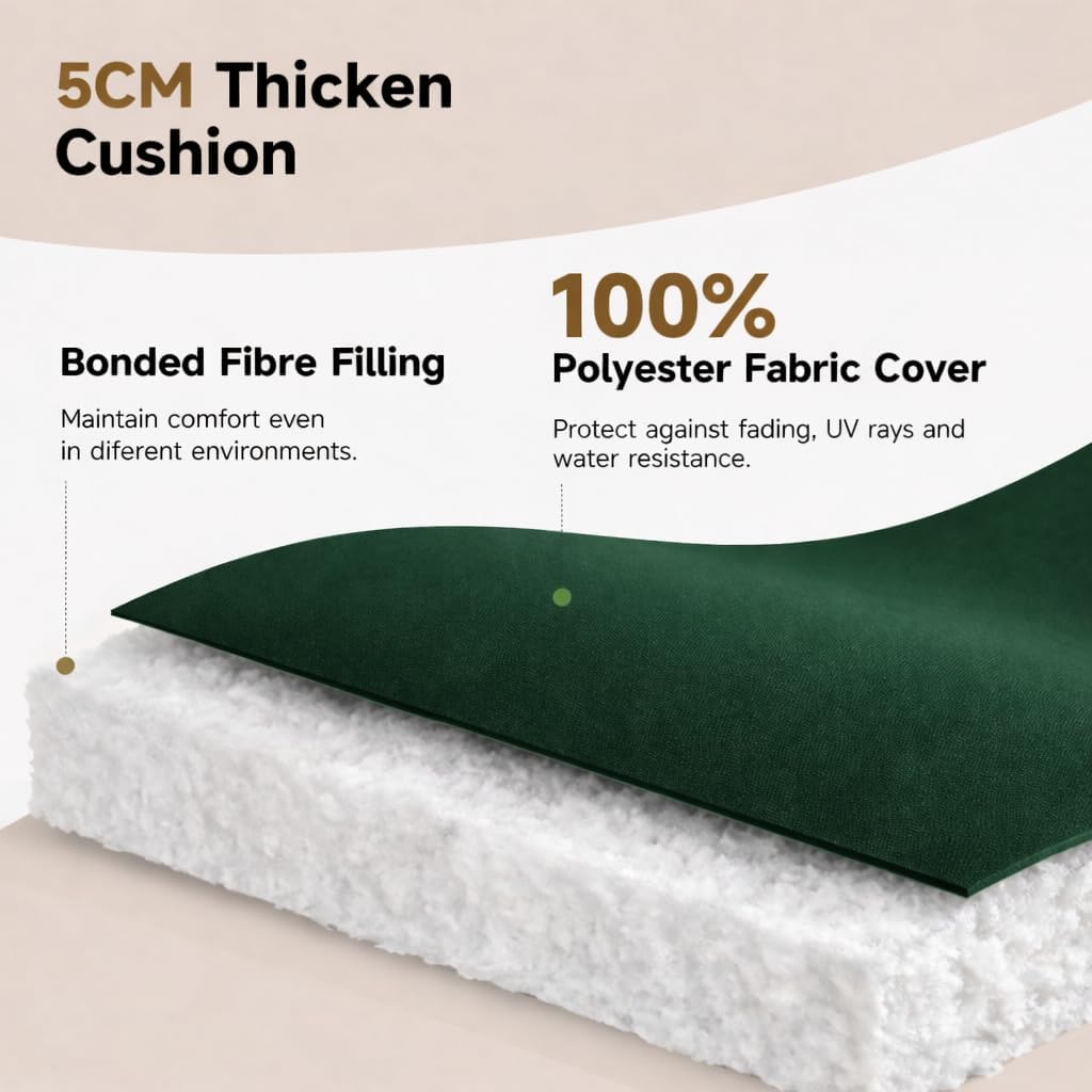 Sun Lounger Cushion Seat Pad – Thick Padded Outdoor Garden Recliner Cushion | Night Zone