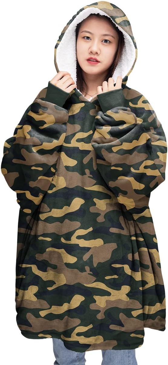 Printed Teddy Fleece Oversized Hoodie Blanket – Sherpa Wearable Blanket | Night Zone