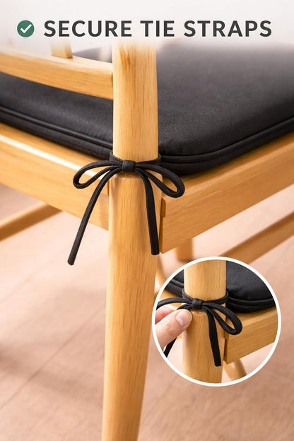 Pack of 4 Waterproof Chair Pads 38 x 38 cm – Indoor & Outdoor Seat Cushions with Ties | Night Zone