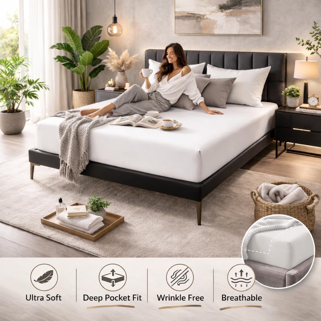 Microfibre Fitted Sheet 25cm Deep – Soft Easy Care Bedding | Night Zone