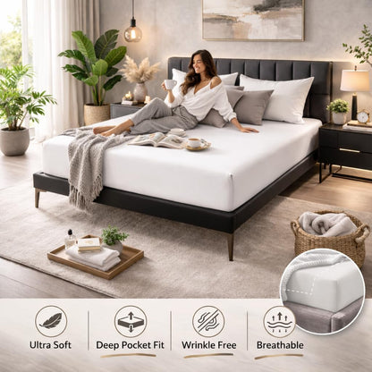 Microfibre Fitted Sheet 25cm Deep – Soft Easy Care Bedding | Night Zone