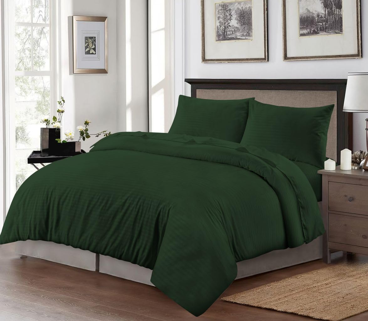 Microfiber Embossed Stripe Duvet Cover Set – Soft Touch Hotel Style Bedding | Night Zone
