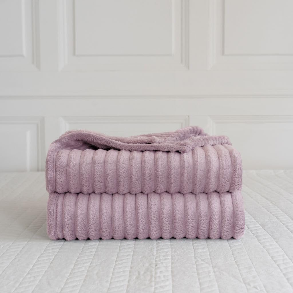 Chunky Ribbed Faux Fur Velvet Throw Blanket – Soft Touch Sofa & Bed Throw | Night Zone