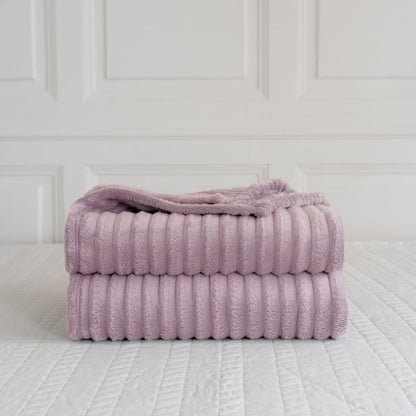 Chunky Ribbed Faux Fur Velvet Throw Blanket – Soft Touch Sofa & Bed Throw | Night Zone