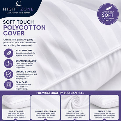 Satin Stripe Pillows – Soft Hollow Fibre Hotel Quality Pillows | Night Zone