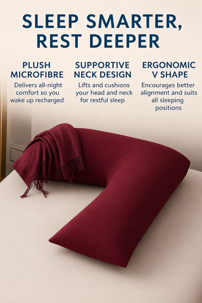 Easy Care Polycotton Orthopaedic V Shaped Pillow with Case or V Pillowcase Only | Night Zone