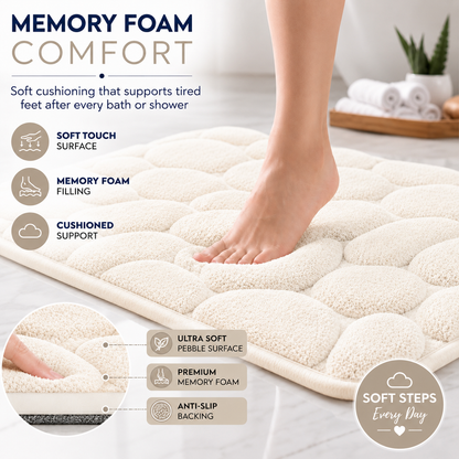 Pebble Stone Bath Mat Set – Soft Absorbent Non Slip Bathroom Rug Set | Night Zone
