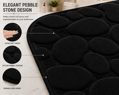 Pebble Stone Bath Mat Set – Soft Absorbent Non Slip Bathroom Rug Set | Night Zone