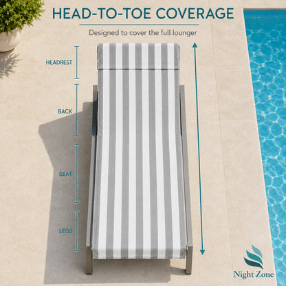 Microfiber Striped Beach & Sun Lounger Towel with Hood | Night Zone