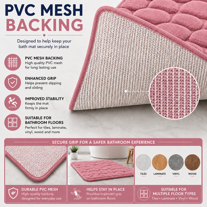 Pebble Stone Bath Mat Set – Soft Absorbent Non Slip Bathroom Rug Set | Night Zone