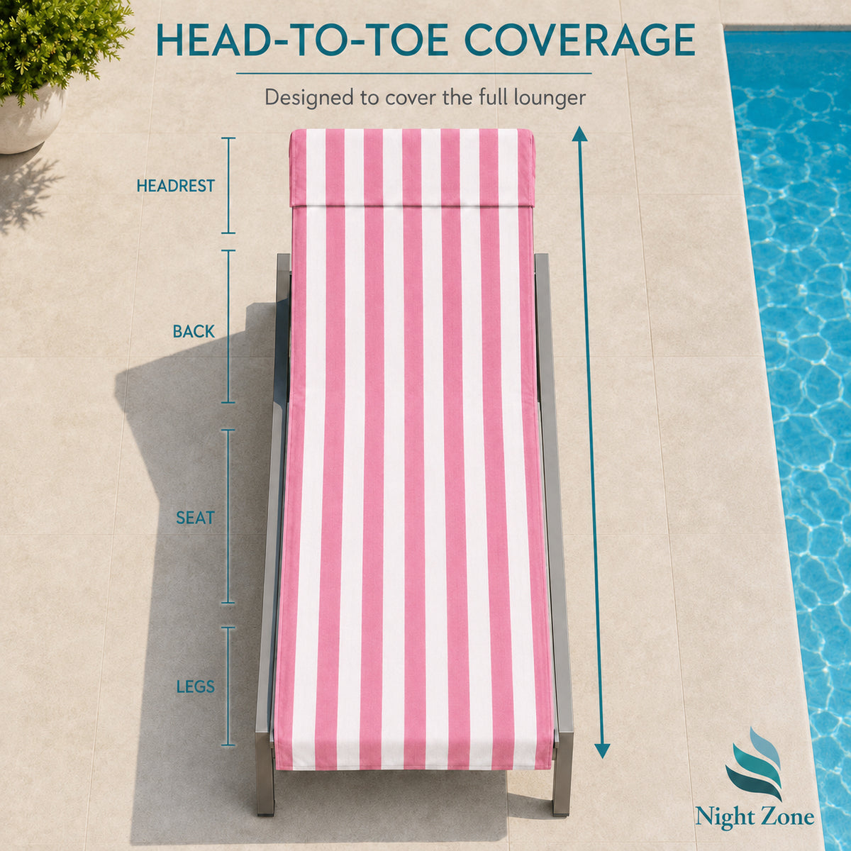 Microfiber Striped Beach & Sun Lounger Towel with Hood | Night Zone