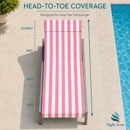 Microfiber Striped Beach & Sun Lounger Towel with Hood | Night Zone