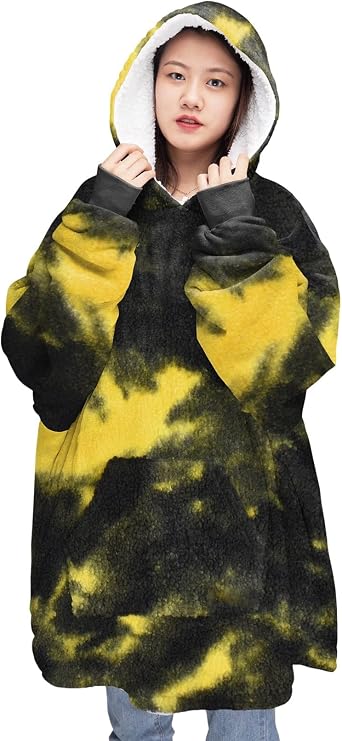 Printed Teddy Fleece Oversized Hoodie Blanket – Sherpa Wearable Blanket | Night Zone