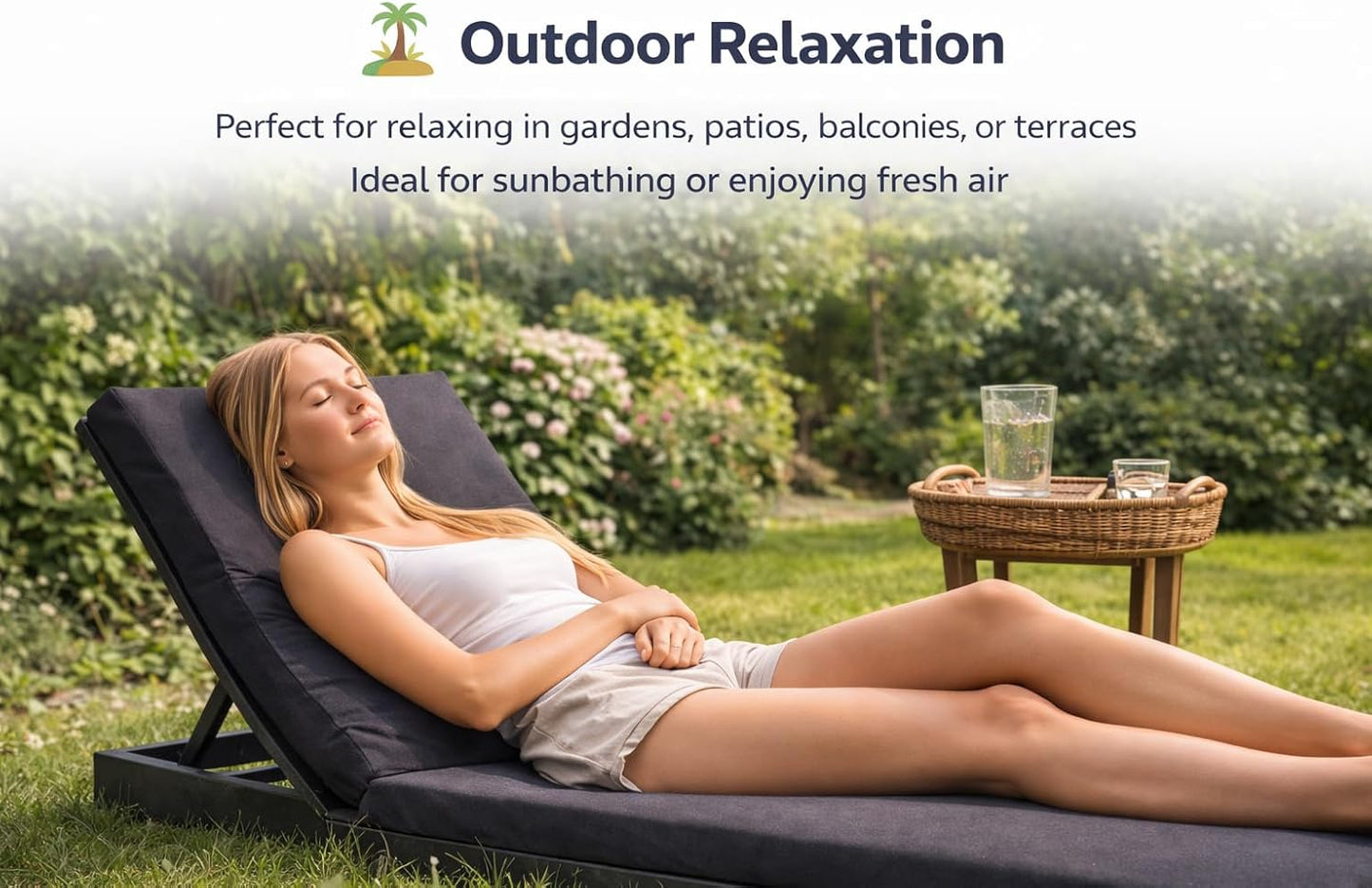 Sun Lounger Cushion Seat Pad – Thick Padded Outdoor Garden Recliner Cushion | Night Zone