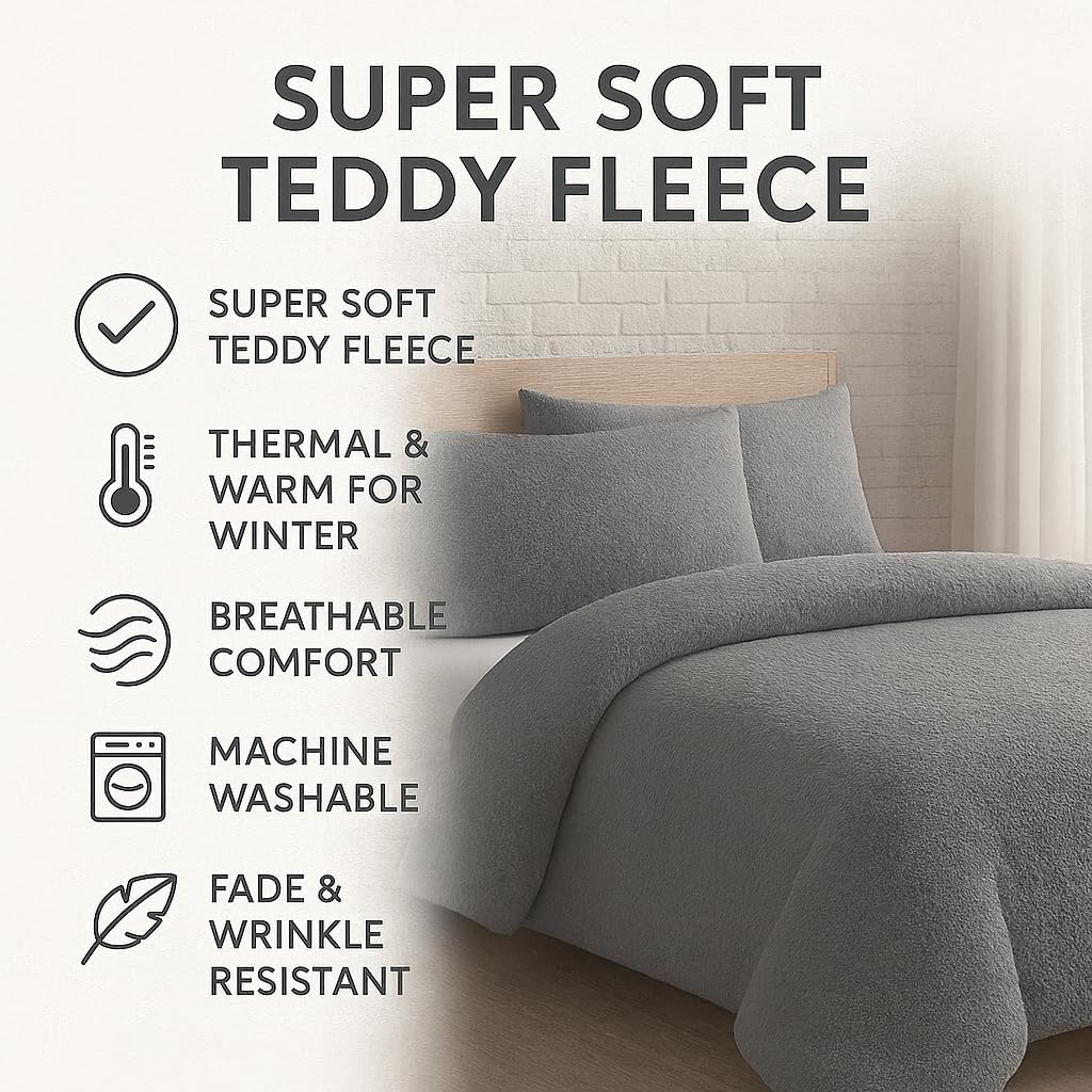 Teddy Fleece Duvet Cover Set – Soft Warm Teddy Bear Bedding | Night Zone
