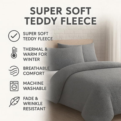 Teddy Fleece Duvet Cover Set – Soft Warm Teddy Bear Bedding | Night Zone