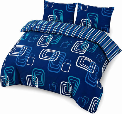 Blake Geometric Printed Polycotton Duvet Cover Set – Modern Easy Care Bedding | Night Zone