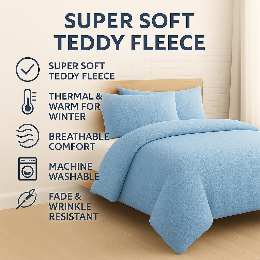 Teddy Fleece Duvet Cover Set – Soft Warm Teddy Bear Bedding | Night Zone