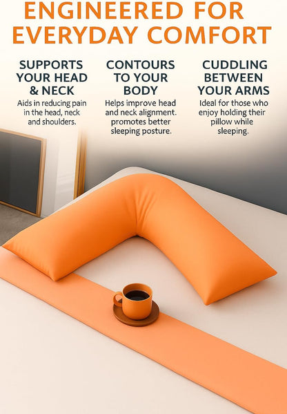 Easy Care Polycotton Orthopaedic V Shaped Pillow with Case or V Pillowcase Only | Night Zone