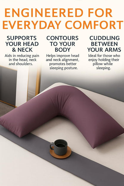 Easy Care Polycotton Orthopaedic V Shaped Pillow with Case or V Pillowcase Only | Night Zone