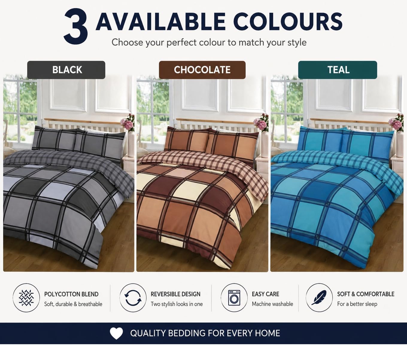 Logan Printed Polycotton Duvet Cover Set – Soft Easy Care Modern Bedding | Night Zone