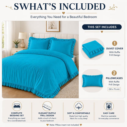 Santiago Frilled Polycotton Duvet Cover Set – Luxury Easy Care Bedding | Night Zone