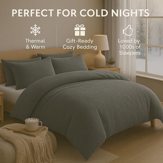 Teddy Fleece Duvet Cover Set – Soft Warm Teddy Bear Bedding | Night Zone