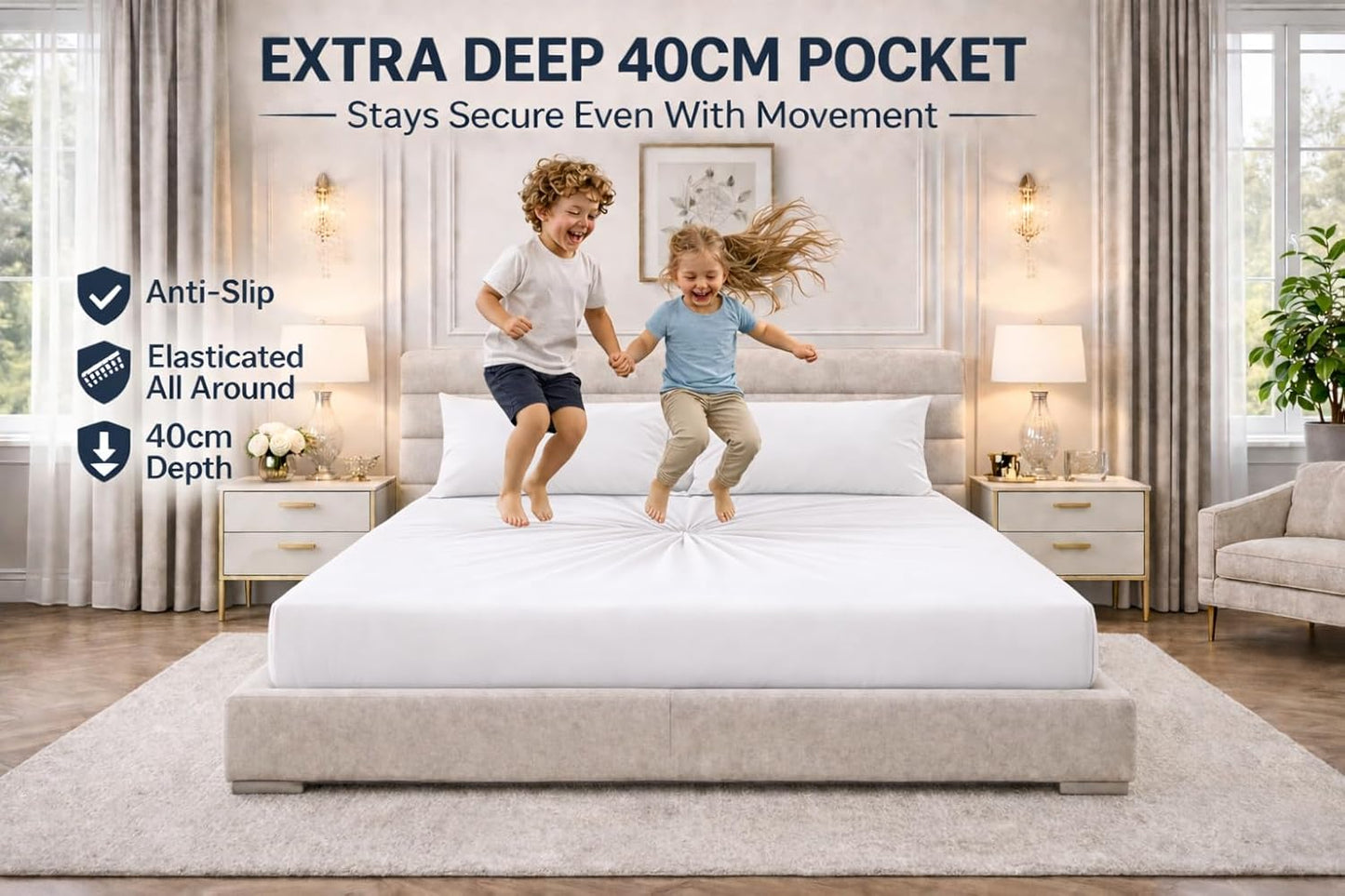 Extra Deep Fitted Sheet 40cm – Polycotton Easy Care Bedding | Night Zone