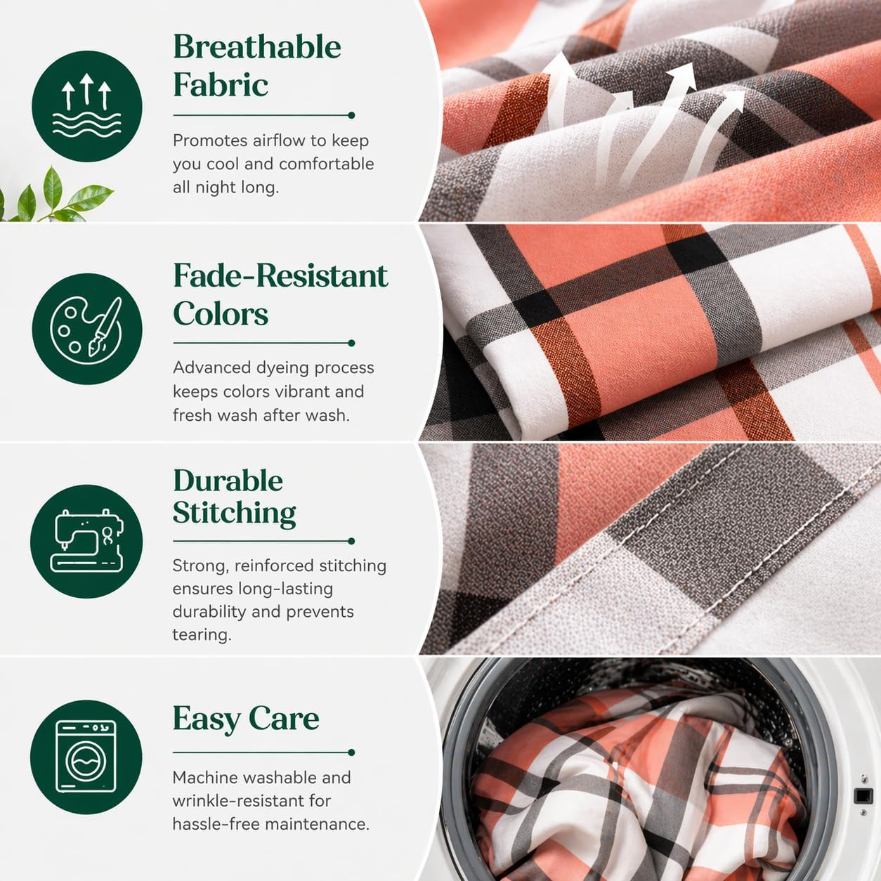 Remi Check Duvet Cover Set – Poly cotton Checked Quilt Cover with Pillowcases | Night Zone